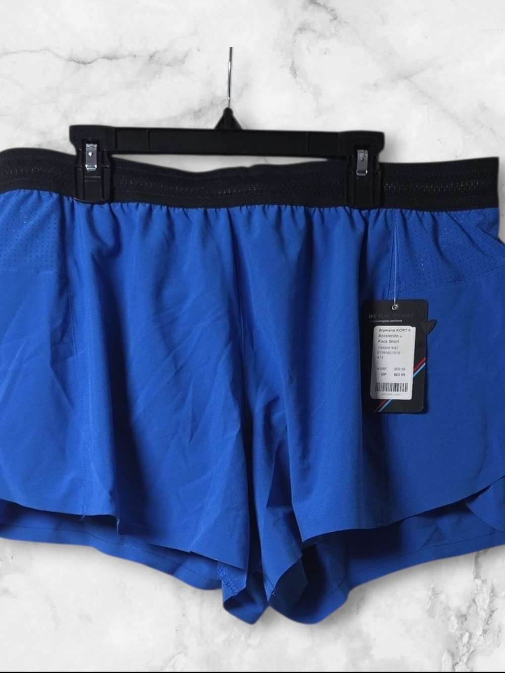 Korsa Women's Blue Athletic Shorts with Black Waistband